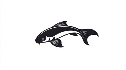 Fototapeta premium Black and White Illustration of a Stylized Fish Design for Decoration