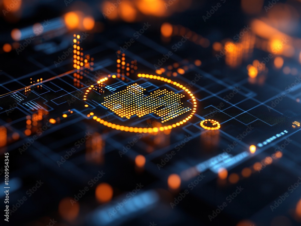 Poster A digital representation of cryptocurrency data, featuring glowing graphs and patterns on a dark background.