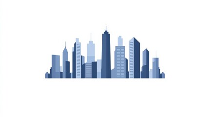 Fototapeta premium Modern City Skyline Silhouette with Diverse Architectural Styles