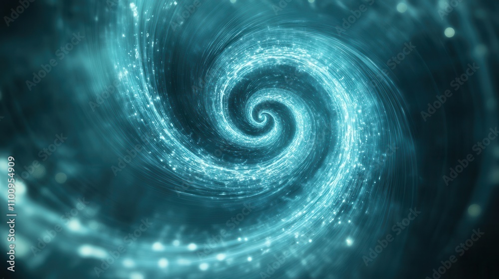 Poster A mesmerizing swirl of teal lights creates a dynamic vortex, evoking a sense of depth and infinite motion.