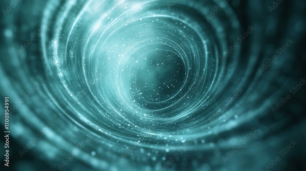 Poster A swirling, mystical tunnel of light and particles, creating a sense of depth and motion, evoking themes of exploration and infinity.