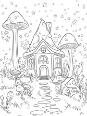 A Mushroom House Underneath Twinkling Stars
