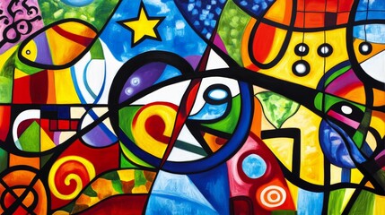 Fototapeta premium Artistic Representation of Cultural Symbols and Humanity