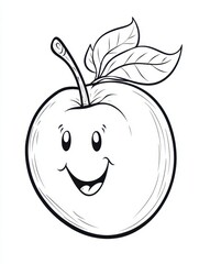 Happy Apple Cartoon Illustration With Leaves
