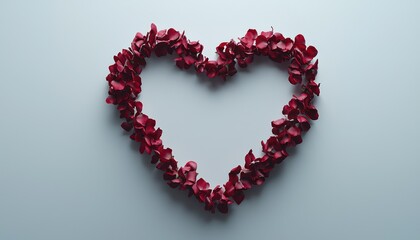 Obraz premium White background with 3D glyph-design rose petal heart frame for Valentine's promos.
