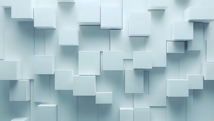 Abstract 3D Cube Wall: Light Blue Geometric Pattern