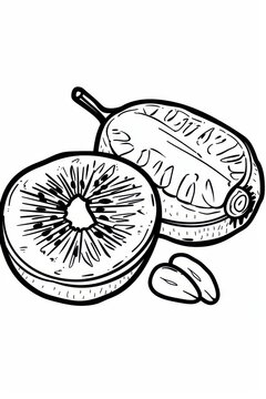 recommend clip art: A Kiwi Fruit Slice and Whole Kiwi Illustration