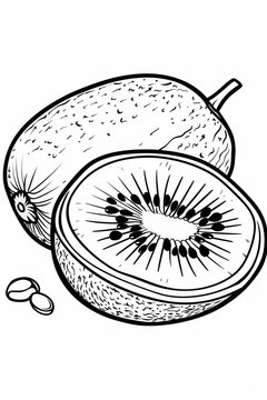 recommend clip art: A Whole Kiwi Fruit And A Sliced Half