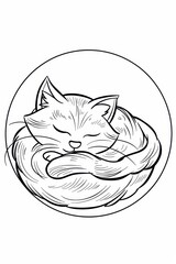 A Fluffy Cat Sleeping Peacefully Curled In A Ball