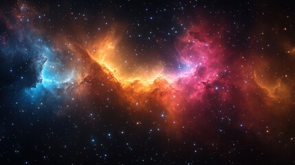 A vibrant cosmic nebula filled with colorful gases and stars, showcasing the beauty of space.
