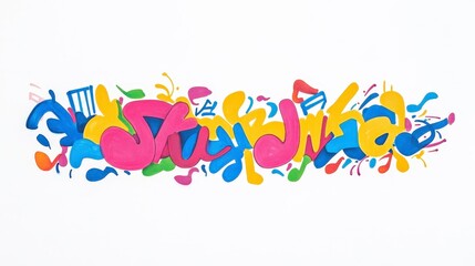 Vibrant Colorful Graffiti Art Against White Background