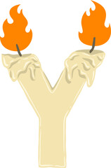 Obraz premium Candle Letter Alphabet Vector Element Y