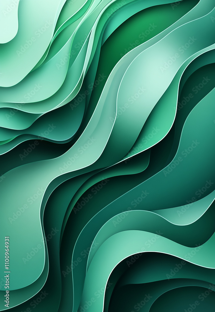 Poster deep green background with subtle gradients, providing a rich and sophisticated backdrop wavy backgr