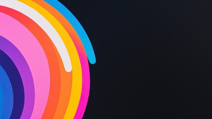 Obraz premium Vibrant Colorful Abstract Design with Curved Lines on Dark Background