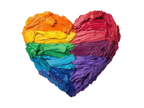 Colorful heart shaped art representing love and diversity in the LGBTQ pride community - Powered by Adobe