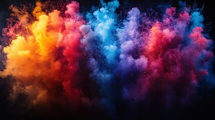 A vibrant explosion of colorful smoke creating a dynamic visual effect.