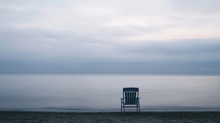 Serene Beach Chair Facing Calm Ocean Waves