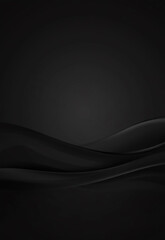 luxury material design black silk background with dark luxurious fabric draped texture folds in waves of flowing soft pattern, abstract satin