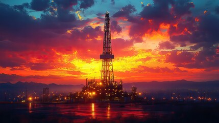 Obraz premium An illustration depicts petroleum production, emphasizing its significance in business and finance.