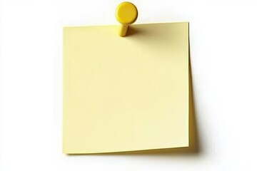A plain yellow sticky note pinned at the top left corner with a matching yellow pushpin