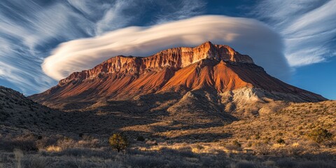 Naklejka premium Clouds casting shadows Tall mountain Time-lapse of cl