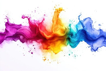 Fototapeta premium Vibrant Splash of Rainbow Paint on White Background.