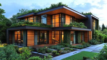 Fototapeta premium Architectural designs showcase eco-friendly elements that emphasize sustainability and innovation.