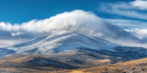 Dissolving clouds Snow-dusted summit Time-lapse of cl