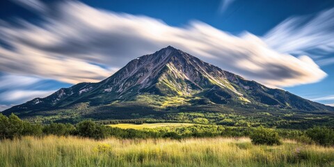 Fototapeta premium Drifting clouds Tall mountain Time-lapse of clouds mo