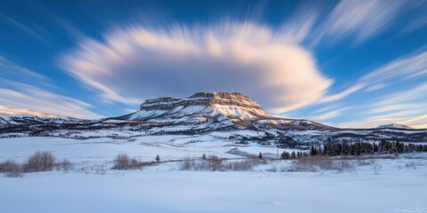 Evolving sky Snowy mountain top Time-lapse of clouds 