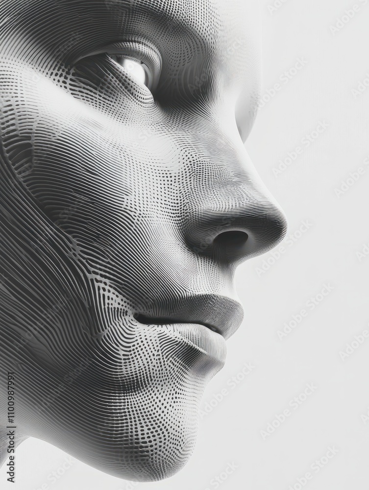 Poster artificial intelligence concept. robot face, digital ai science machine background. technology futur