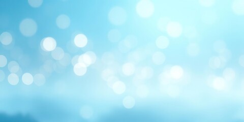 Fototapeta premium Dreamy light blue background with beautiful circular bokeh and delicate fog effect in the distance, gentle hues, abstract bokeh, blurred edges
