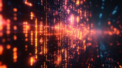 Obraz premium Abstract digital background with glowing lines and particles.