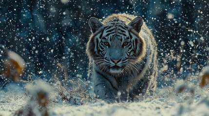 tiger in snow