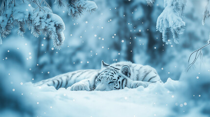 tiger in snow