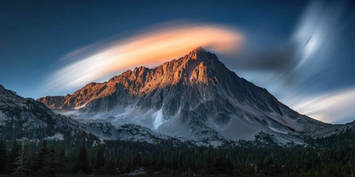 Fluffy clouds Sierra mountain peak Time-lapse of clou