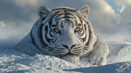 tiger in snow