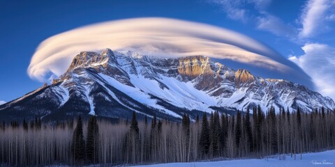 Gentle clouds drifting Frozen mountain peak Time-laps