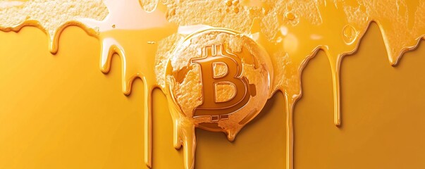 Bitcoin symbol with a liquid, melting effect