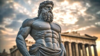 Fototapeta premium Confident Muscular Statue with a Stoic and Expressive Presence