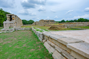 Fototapeta premium The Royal enclosure at Hampi India. The Royal enclosure is the core of the Royal centre of the ancient city of Vijayanagara.