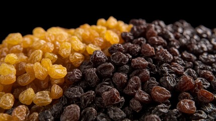 Obraz premium Mix of dried raisins and sultanas isolated on white backdrop for Adobe Stock.