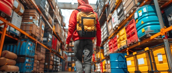Worker in safety gear in factory.