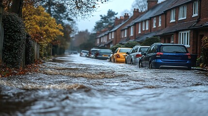 Flooding affects a local street, highlighting the need for improved infrastructure and environmental awareness.