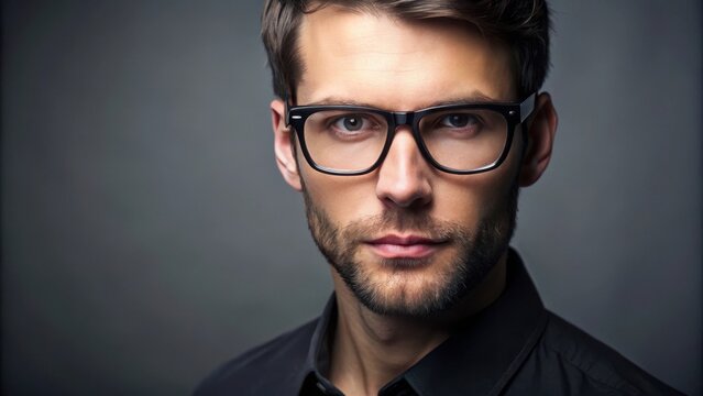 M?nnliches Portrait mit schwarzer Brille, Mann, Portr?t, Gesicht, Brille, Schwarz, Modisch, Attraktiv, Stilvoll, Accessoire, Hipster