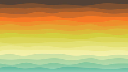 Fototapeta premium Green, brown and orange coloured wave patterned background with a flowing design
