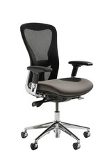 Fototapeta premium black office chair placed on white transparent background