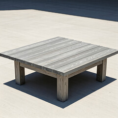 Fototapeta premium Square Wooden Coffee Table on Concrete Background