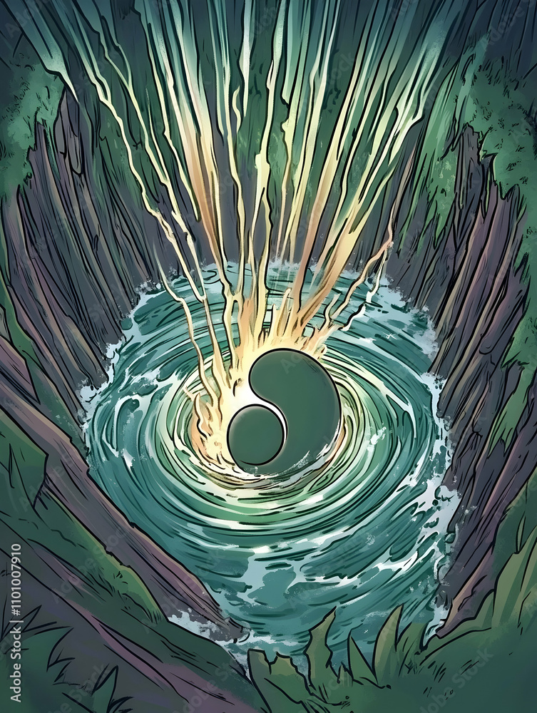 Canvas Prints mystical glowing whirlpool in a deep forest.