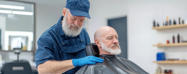 A barber carefully cuts the hair of a client at a modern salon, showcasing a skilled, personal grooming experience.